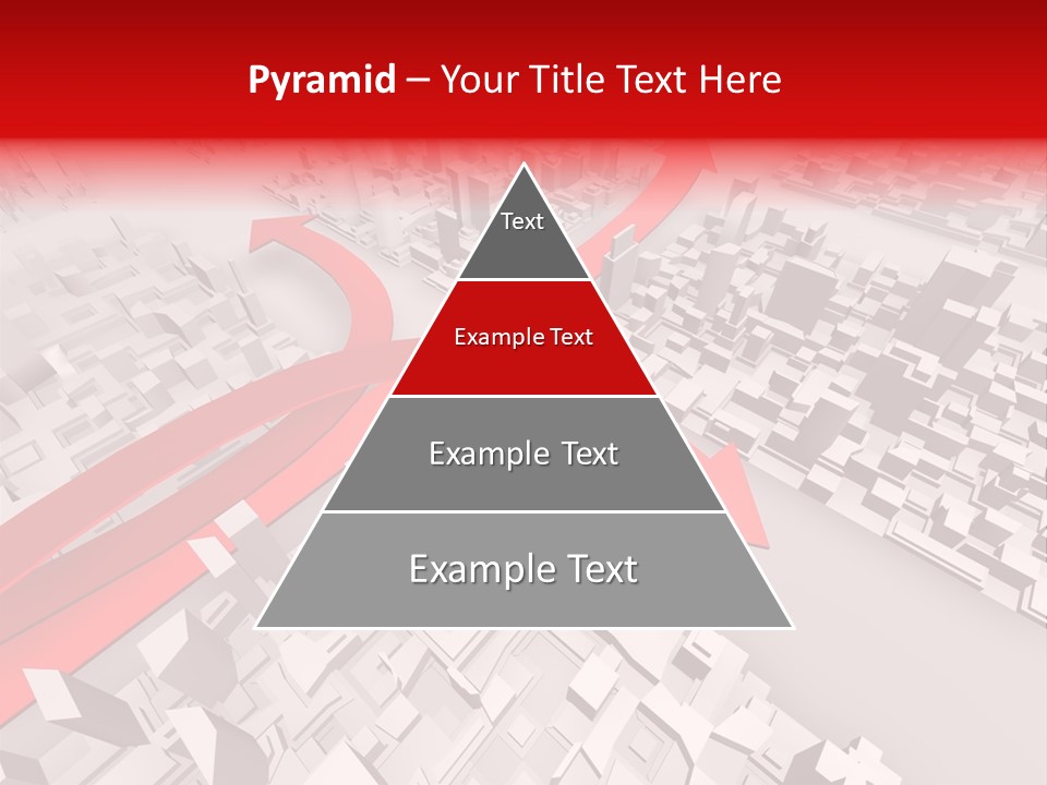 A Red Arrow On A City With Buildings PowerPoint Template