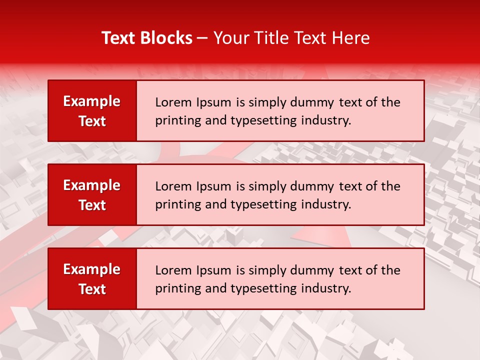 A Red Arrow On A City With Buildings PowerPoint Template