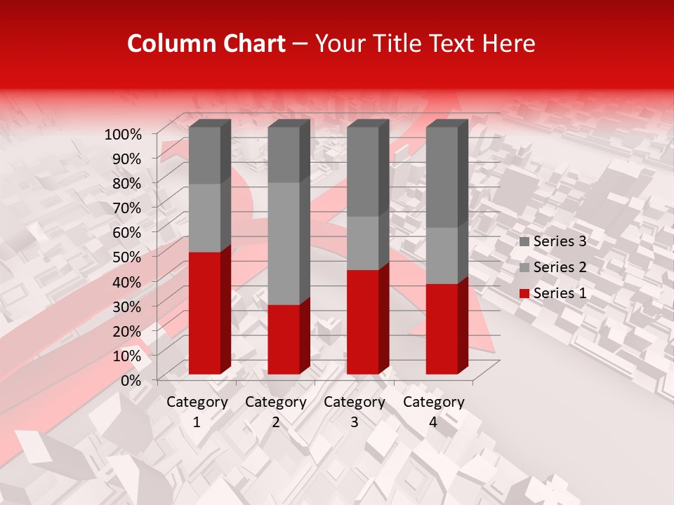 A Red Arrow On A City With Buildings PowerPoint Template