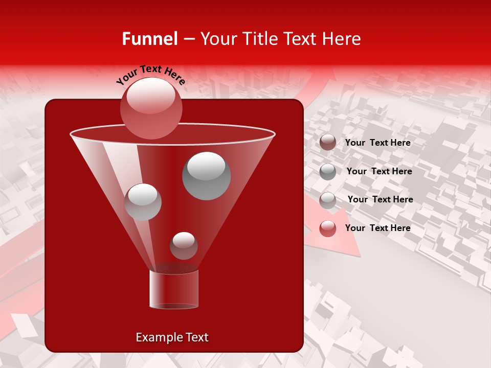 A Red Arrow On A City With Buildings PowerPoint Template