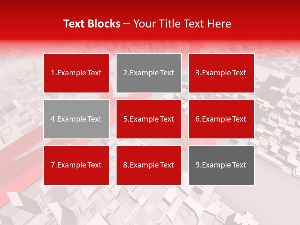 A Red Arrow On A City With Buildings PowerPoint Template