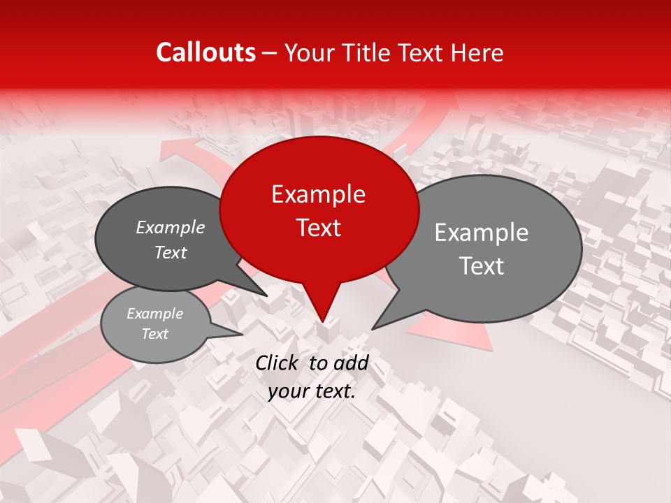 A Red Arrow On A City With Buildings PowerPoint Template