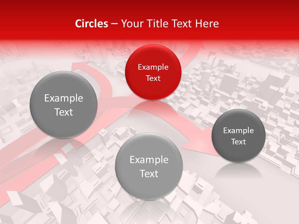 A Red Arrow On A City With Buildings PowerPoint Template