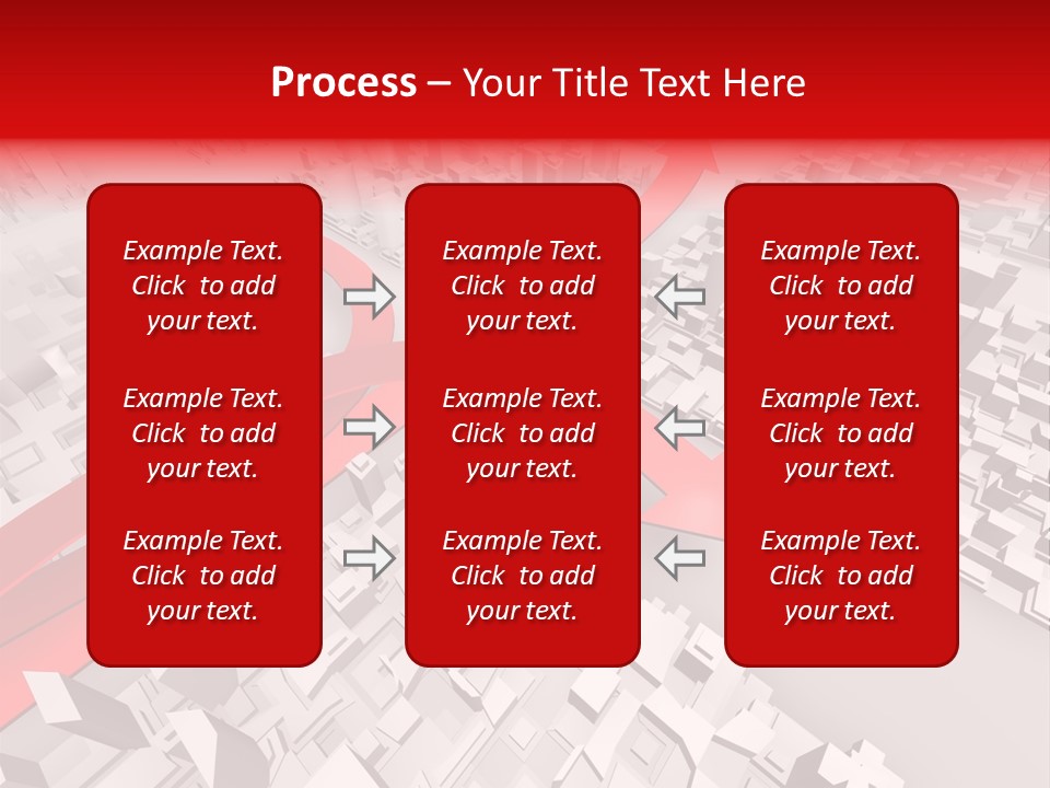 A Red Arrow On A City With Buildings PowerPoint Template