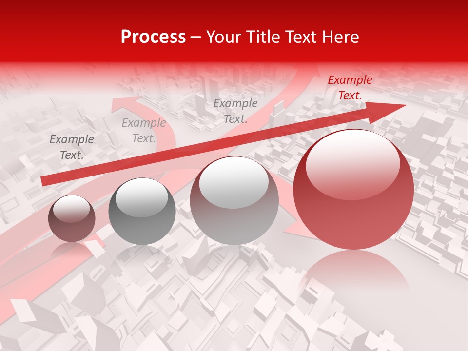 A Red Arrow On A City With Buildings PowerPoint Template