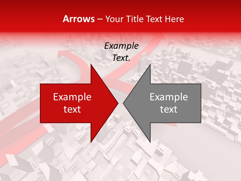 A Red Arrow On A City With Buildings PowerPoint Template