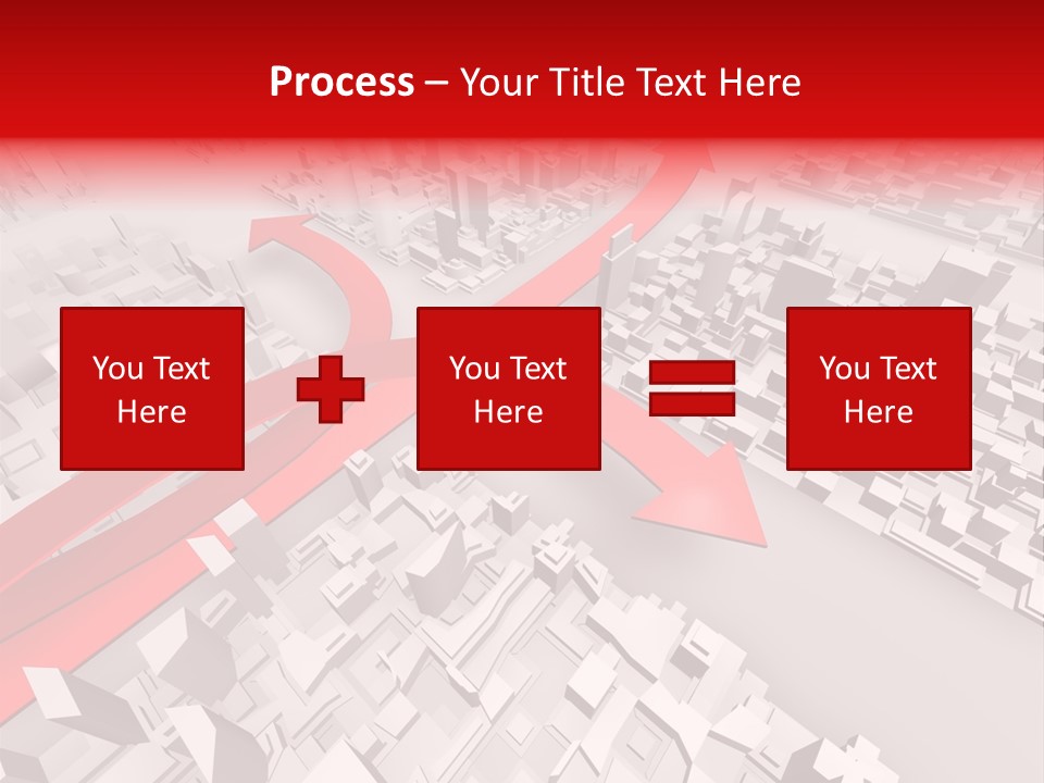 A Red Arrow On A City With Buildings PowerPoint Template