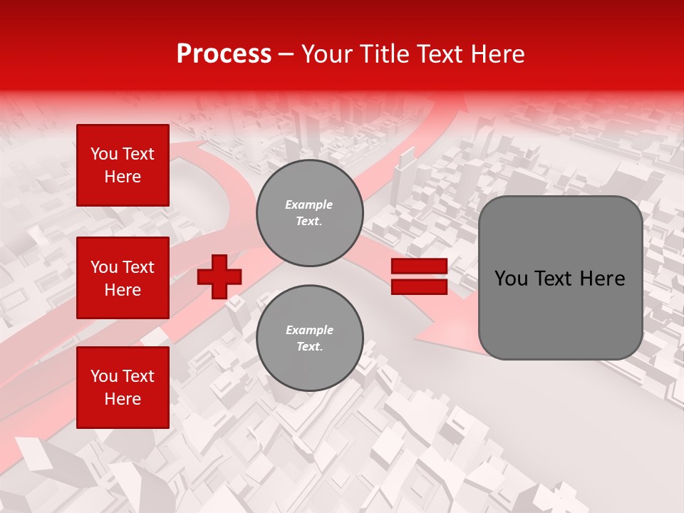 A Red Arrow On A City With Buildings PowerPoint Template