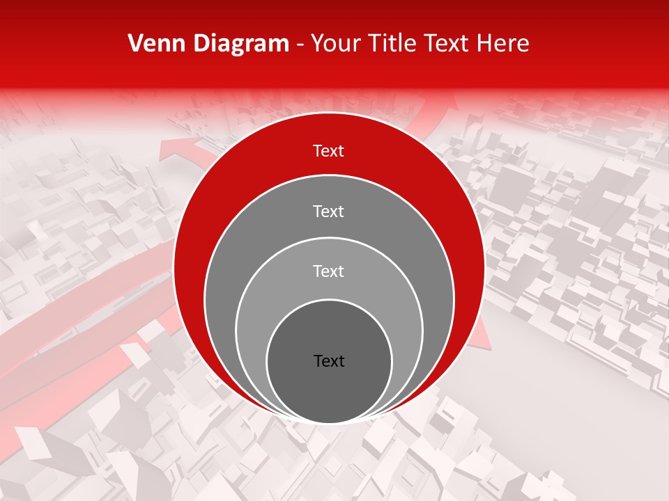 A Red Arrow On A City With Buildings PowerPoint Template