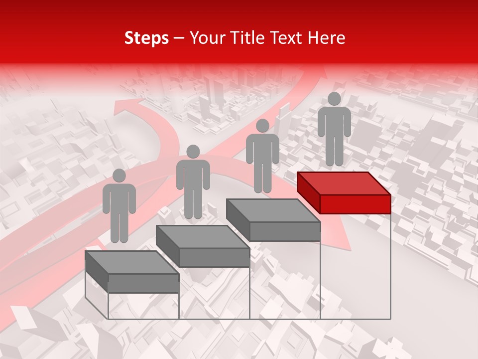 A Red Arrow On A City With Buildings PowerPoint Template