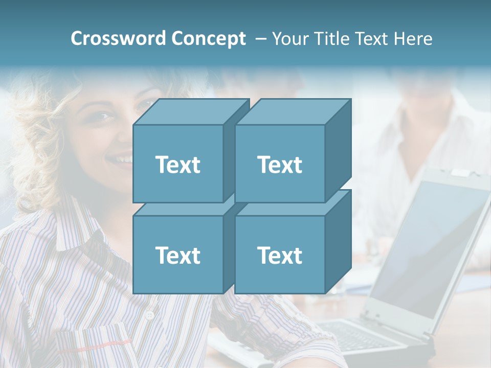 A Woman Sitting In Front Of A Laptop Computer PowerPoint Template