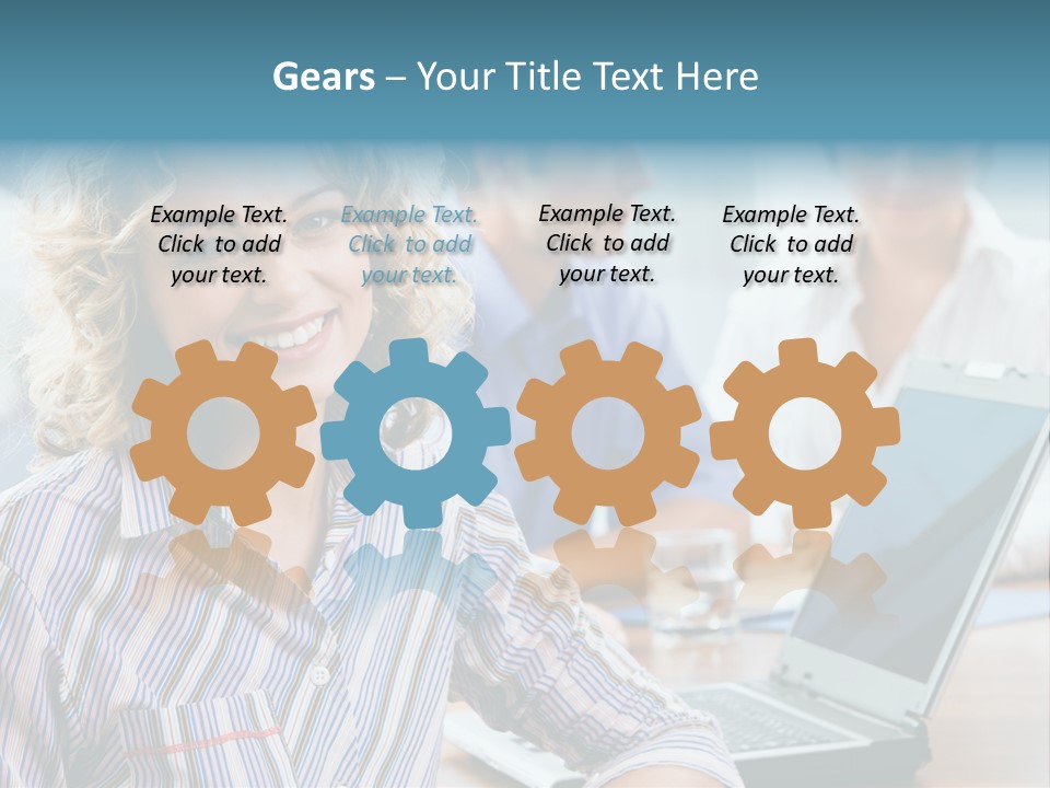 A Woman Sitting In Front Of A Laptop Computer PowerPoint Template