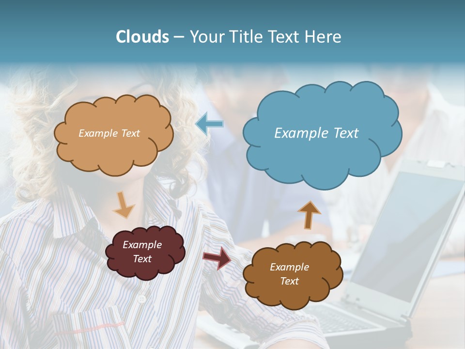A Woman Sitting In Front Of A Laptop Computer PowerPoint Template
