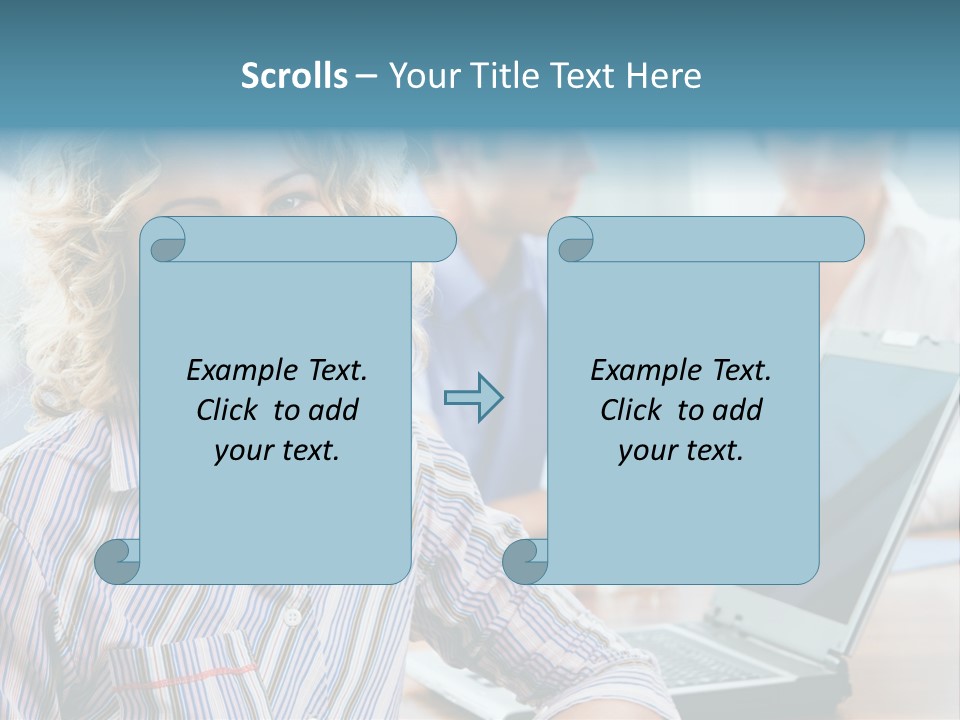 A Woman Sitting In Front Of A Laptop Computer PowerPoint Template