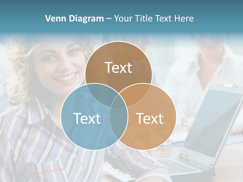 A Woman Sitting In Front Of A Laptop Computer PowerPoint Template