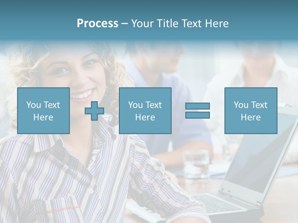 A Woman Sitting In Front Of A Laptop Computer PowerPoint Template