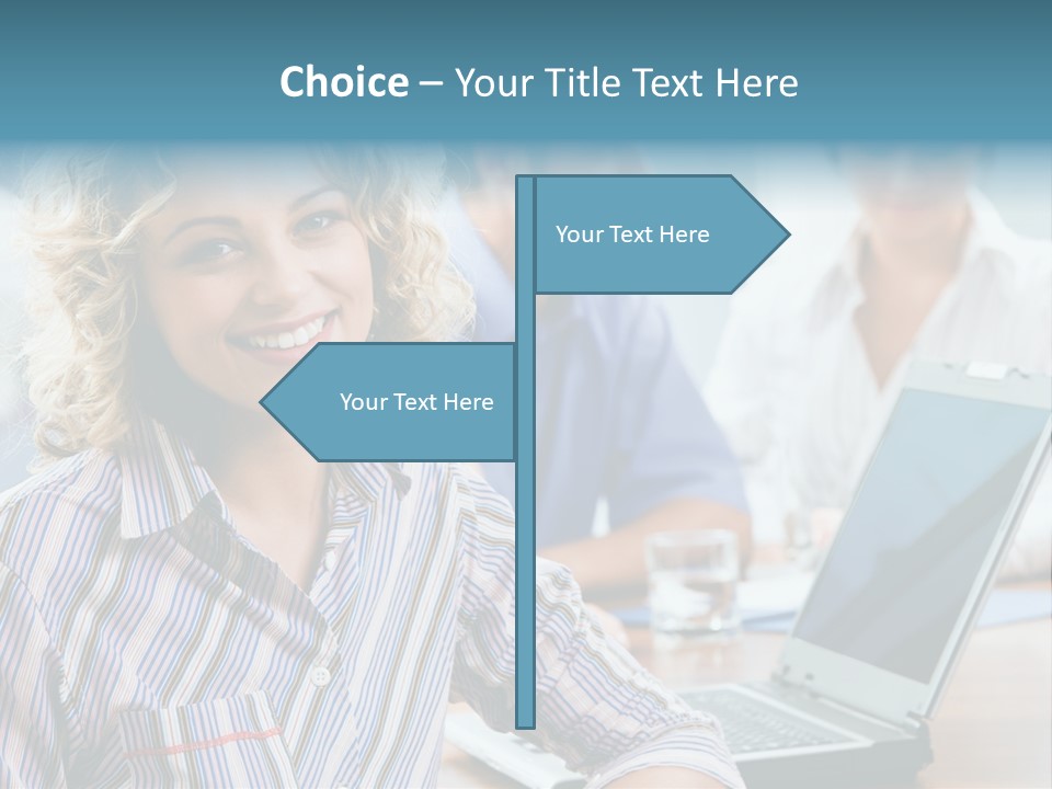 A Woman Sitting In Front Of A Laptop Computer PowerPoint Template