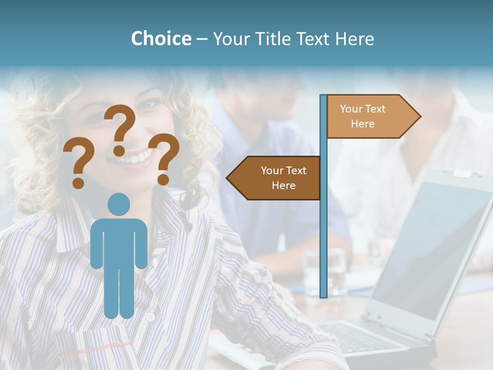 A Woman Sitting In Front Of A Laptop Computer PowerPoint Template