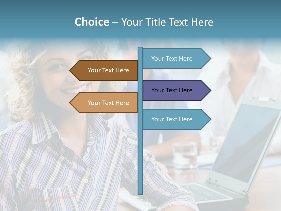 A Woman Sitting In Front Of A Laptop Computer PowerPoint Template
