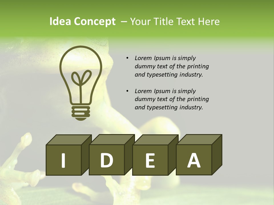 A Green Frog Sitting On Top Of A Leaf PowerPoint Template