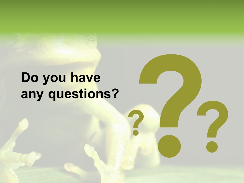 A Green Frog Sitting On Top Of A Leaf PowerPoint Template
