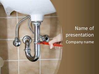 A Person Is Fixing A Sink In A Bathroom PowerPoint Template