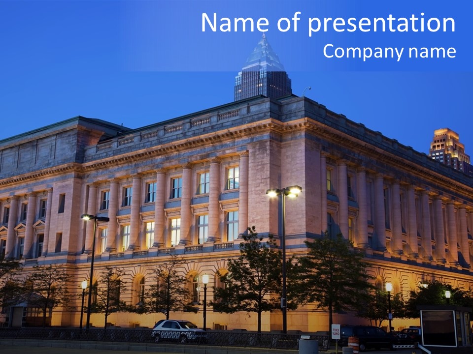 Cleveland Usa Hall PowerPoint Template