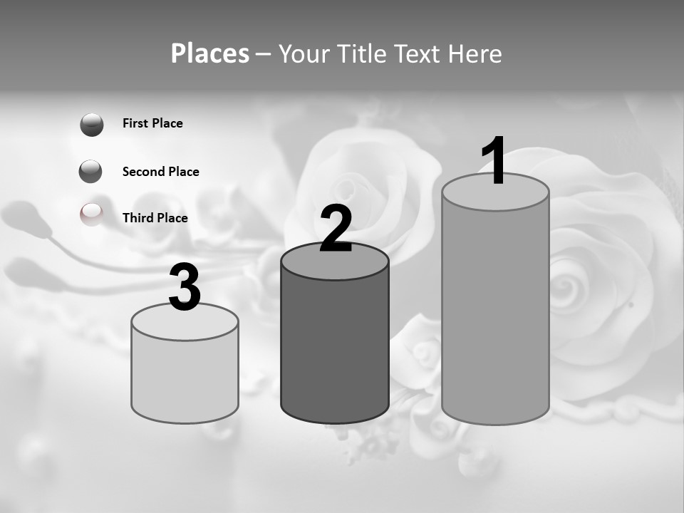 A Black And White Picture Of Flowers On A Cake PowerPoint Template