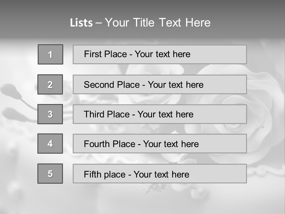 A Black And White Picture Of Flowers On A Cake PowerPoint Template