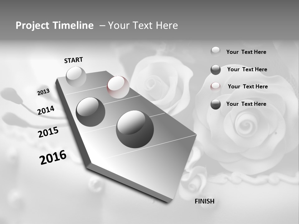 A Black And White Picture Of Flowers On A Cake PowerPoint Template