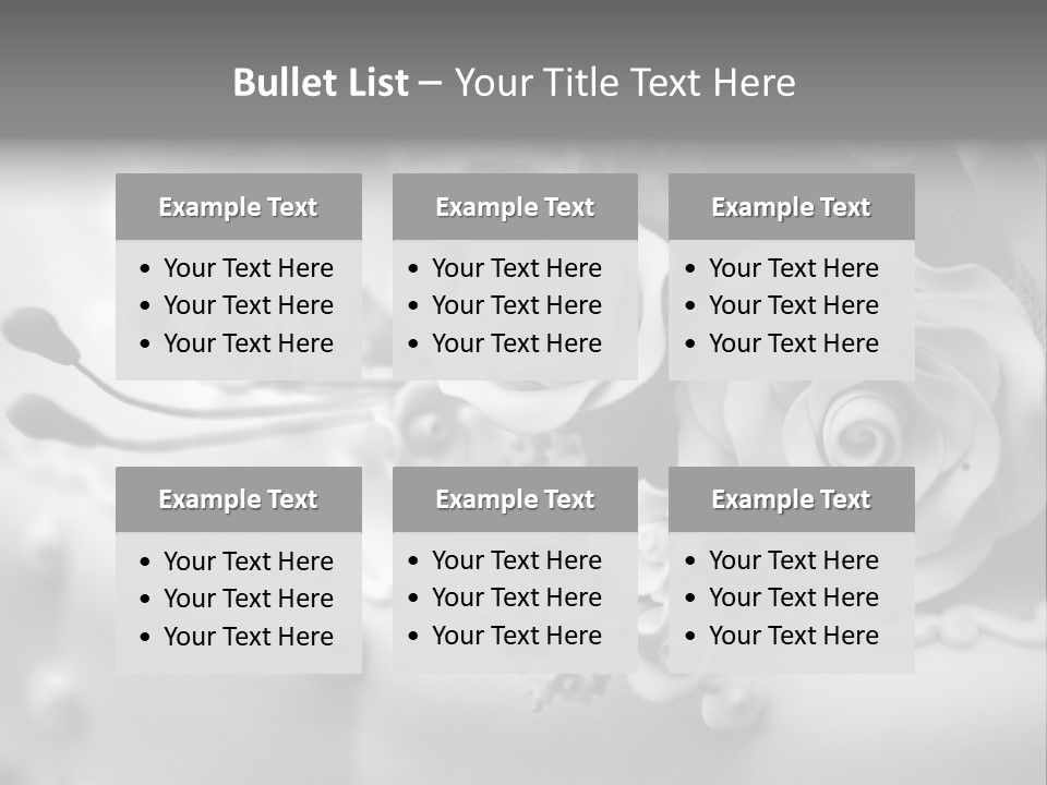 A Black And White Picture Of Flowers On A Cake PowerPoint Template