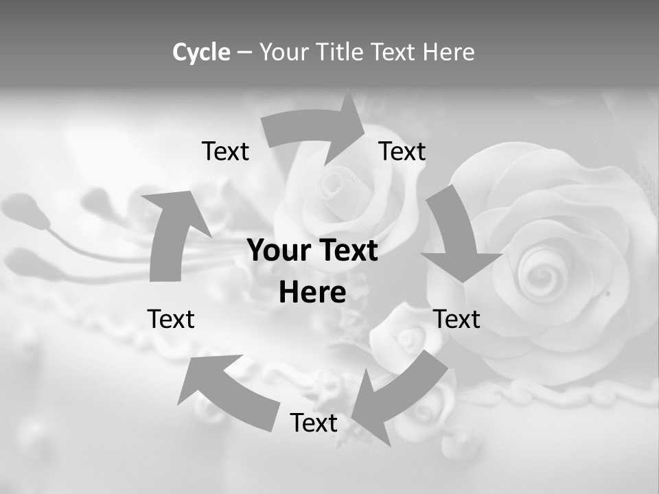 A Black And White Picture Of Flowers On A Cake PowerPoint Template