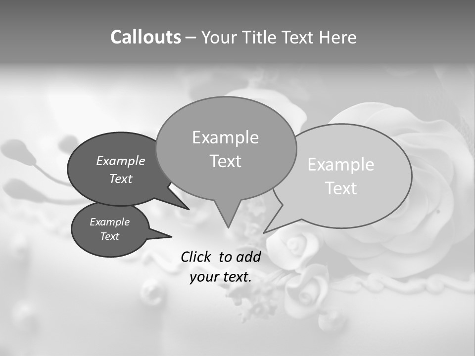 A Black And White Picture Of Flowers On A Cake PowerPoint Template