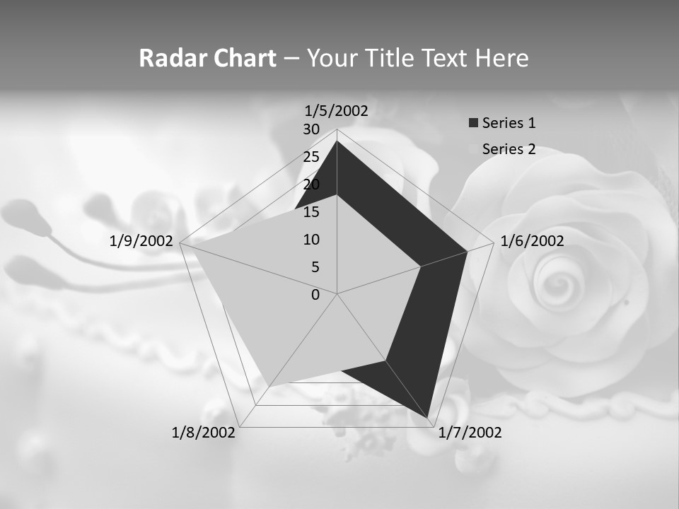 A Black And White Picture Of Flowers On A Cake PowerPoint Template