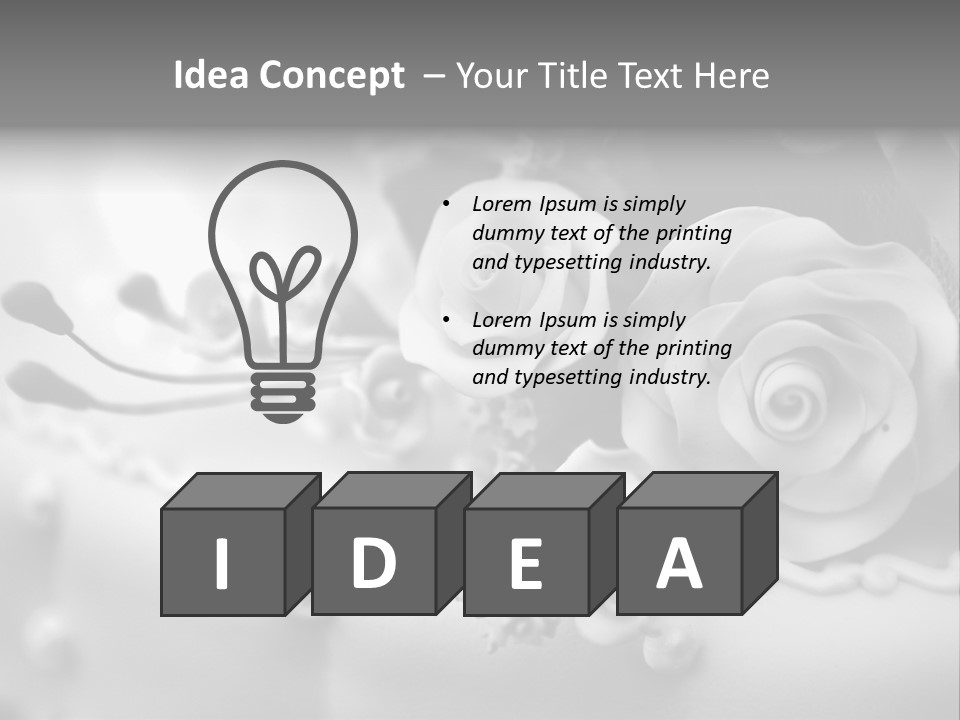 A Black And White Picture Of Flowers On A Cake PowerPoint Template