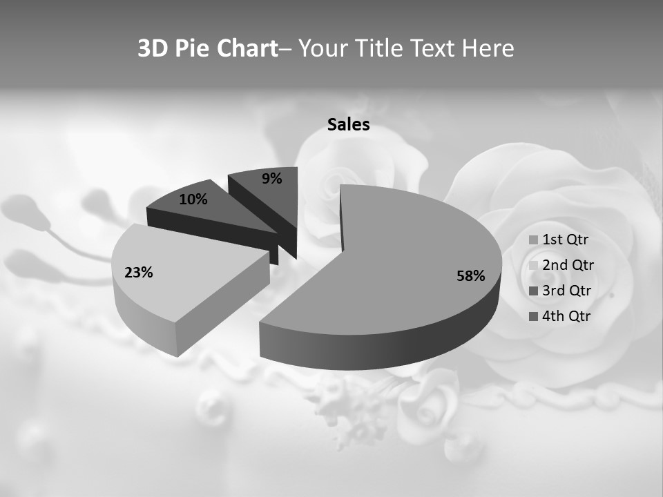 A Black And White Picture Of Flowers On A Cake PowerPoint Template