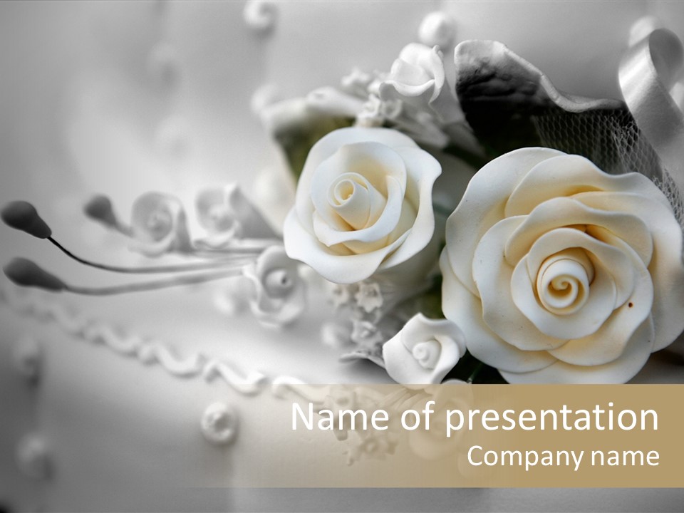 Two White Roses On A White Background Powerpoint Template PowerPoint Template