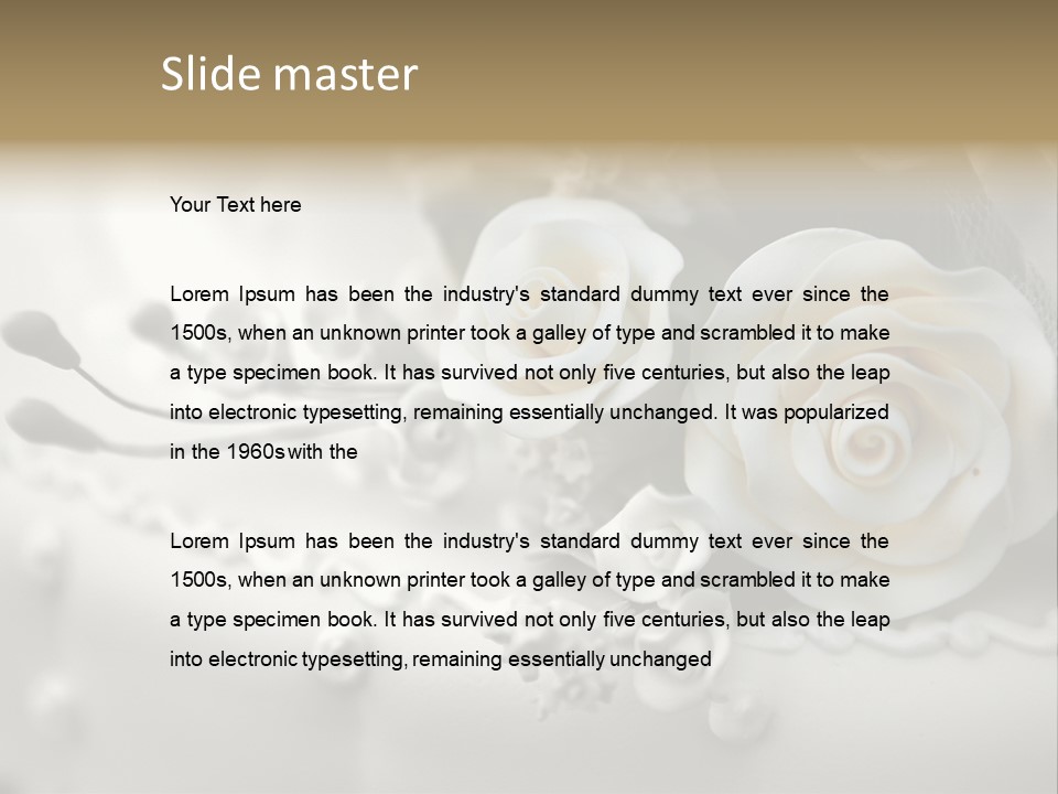 Two White Roses On A White Background Powerpoint Template PowerPoint Template