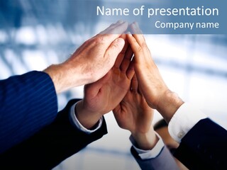 A Group Of People Putting Their Hands Together PowerPoint Template