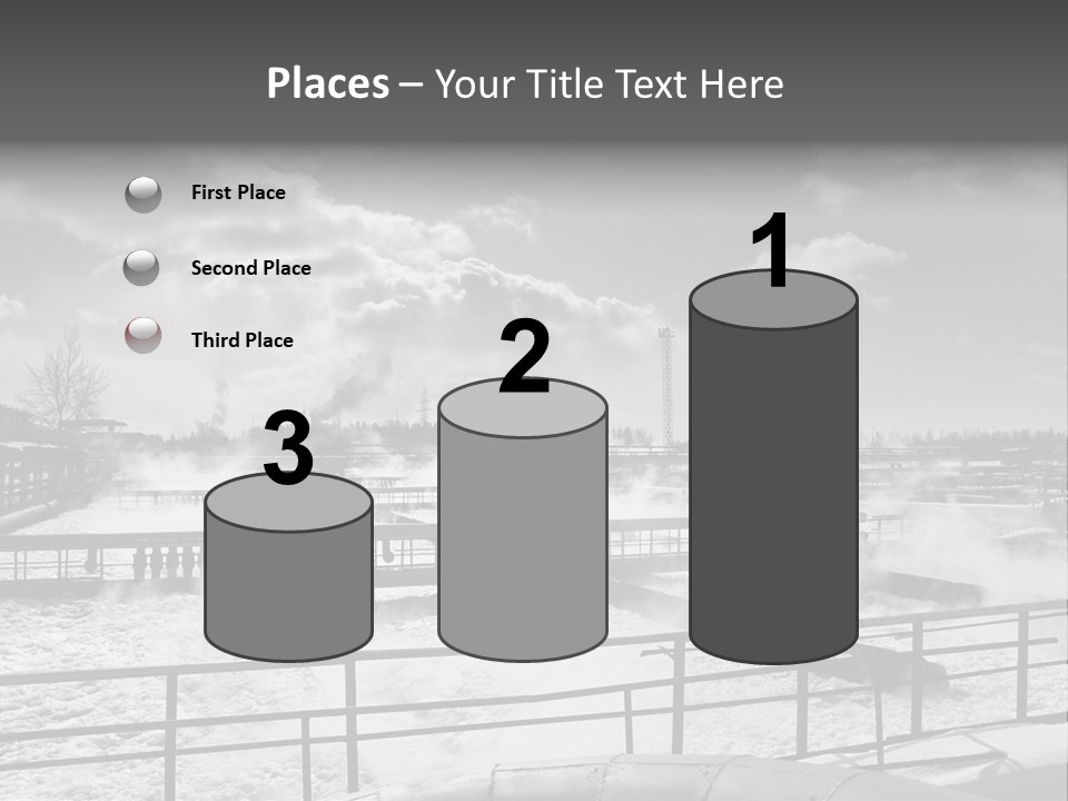 A Black And White Photo Of A Factory With Steam Coming Out Of It PowerPoint Template