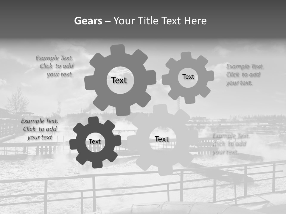 A Black And White Photo Of A Factory With Steam Coming Out Of It PowerPoint Template