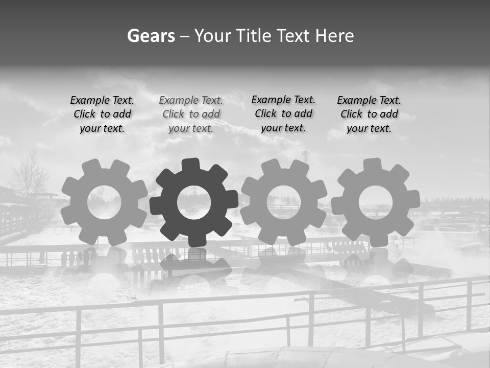 A Black And White Photo Of A Factory With Steam Coming Out Of It PowerPoint Template