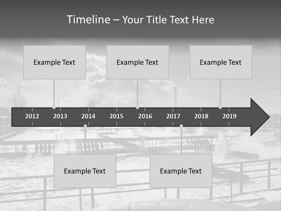 A Black And White Photo Of A Factory With Steam Coming Out Of It PowerPoint Template