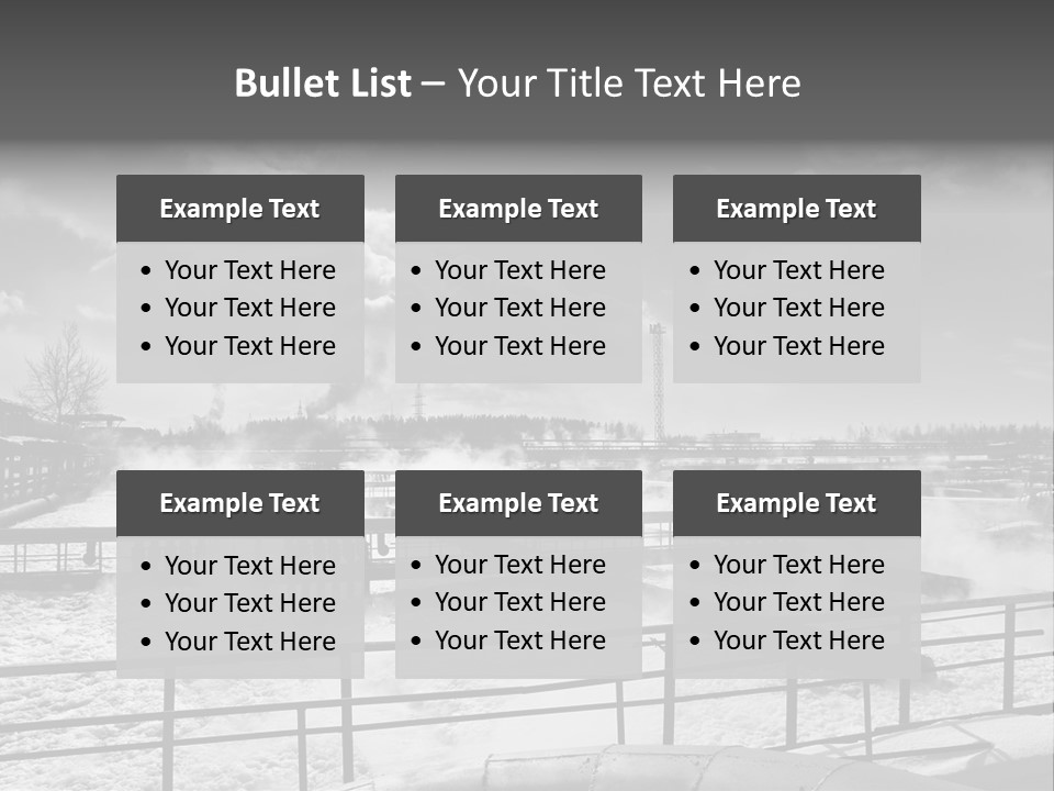 A Black And White Photo Of A Factory With Steam Coming Out Of It PowerPoint Template