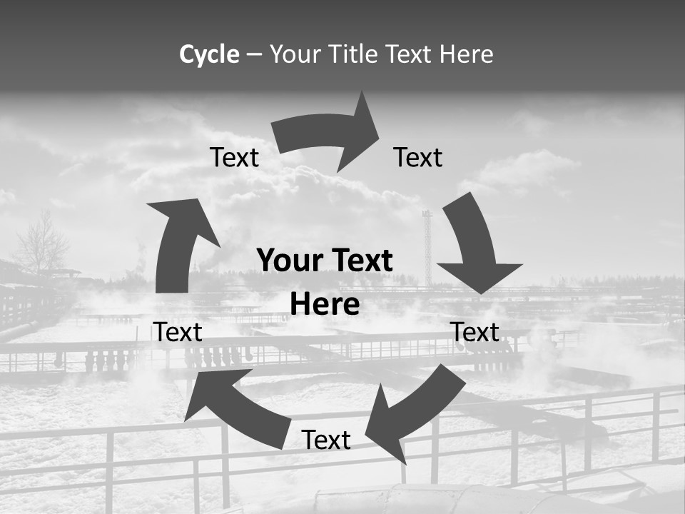 A Black And White Photo Of A Factory With Steam Coming Out Of It PowerPoint Template