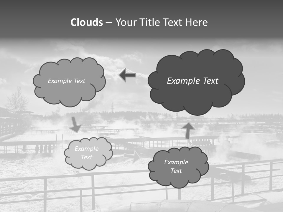 A Black And White Photo Of A Factory With Steam Coming Out Of It PowerPoint Template