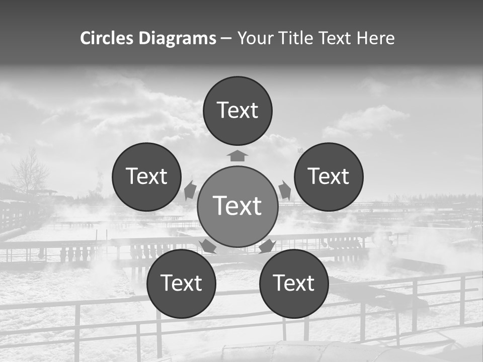 A Black And White Photo Of A Factory With Steam Coming Out Of It PowerPoint Template