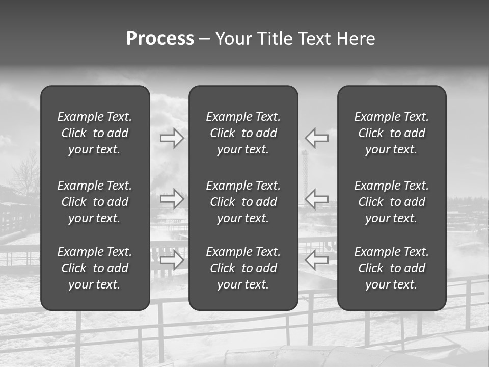 A Black And White Photo Of A Factory With Steam Coming Out Of It PowerPoint Template