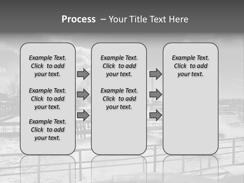 A Black And White Photo Of A Factory With Steam Coming Out Of It PowerPoint Template