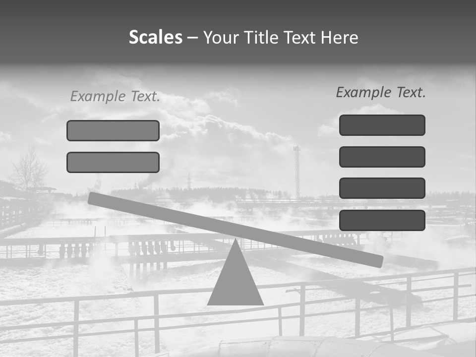 A Black And White Photo Of A Factory With Steam Coming Out Of It PowerPoint Template